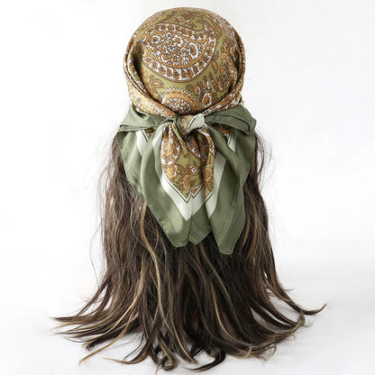 Bohemian Floral Print Silk Scarf for Women Sun Protection - Smarsty
