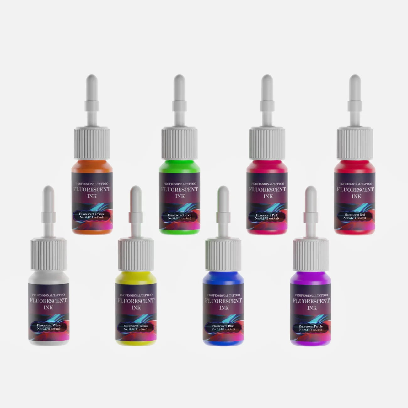 DM 8PCS 5ml Fluorescent Tattoo Ink Set Professional Tattoo Pigment Tattoo Painting Tattoo Supplies Professional Supply