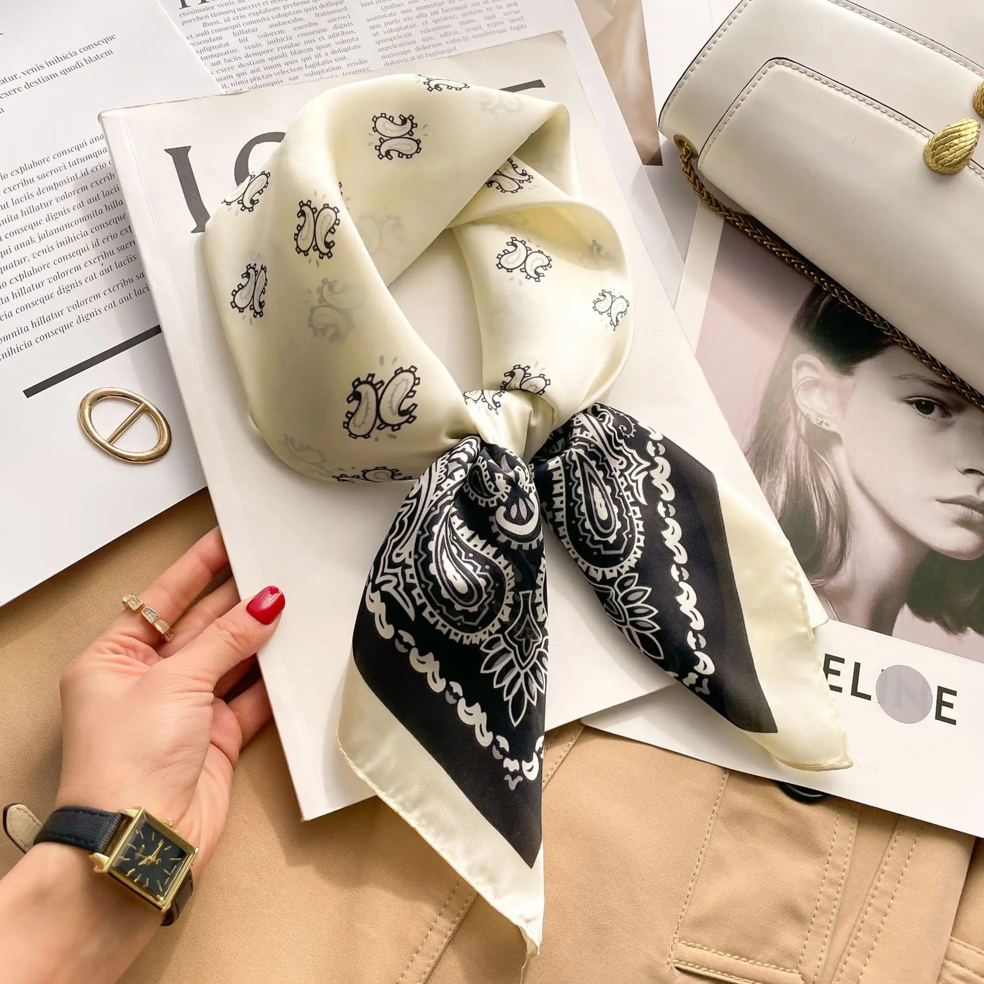 Luxury Women's Silk Scarf Square Neckerchief for Summer - Smarsty