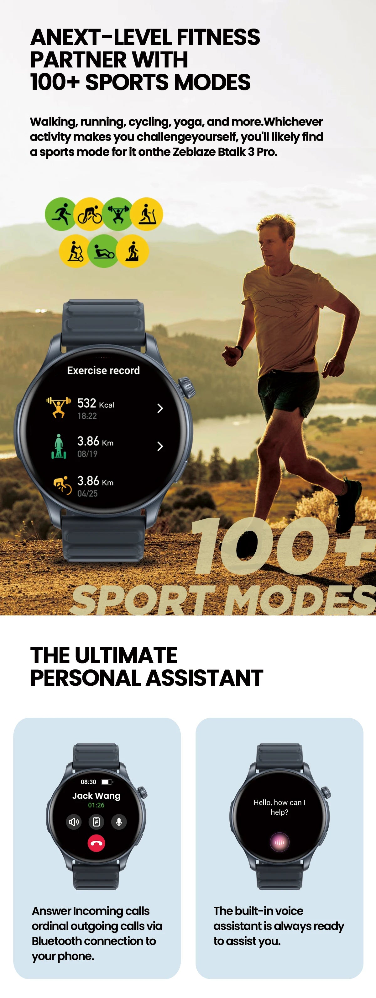 Zeblaze Btalk 3 Pro Smart Watch with AMOLED Display - Smarsty