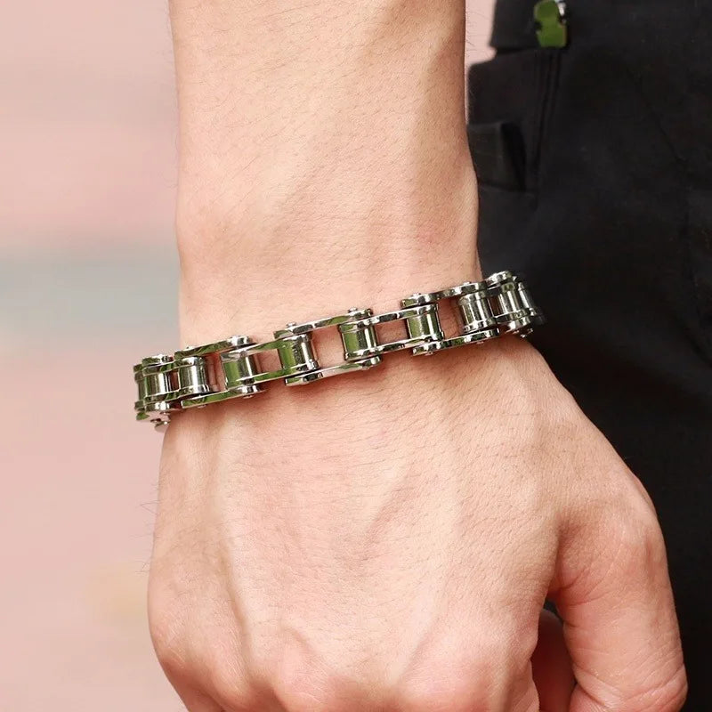 Stainless Steel Biker Chain Bracelet Durable Punk Jewelry - Smarsty
