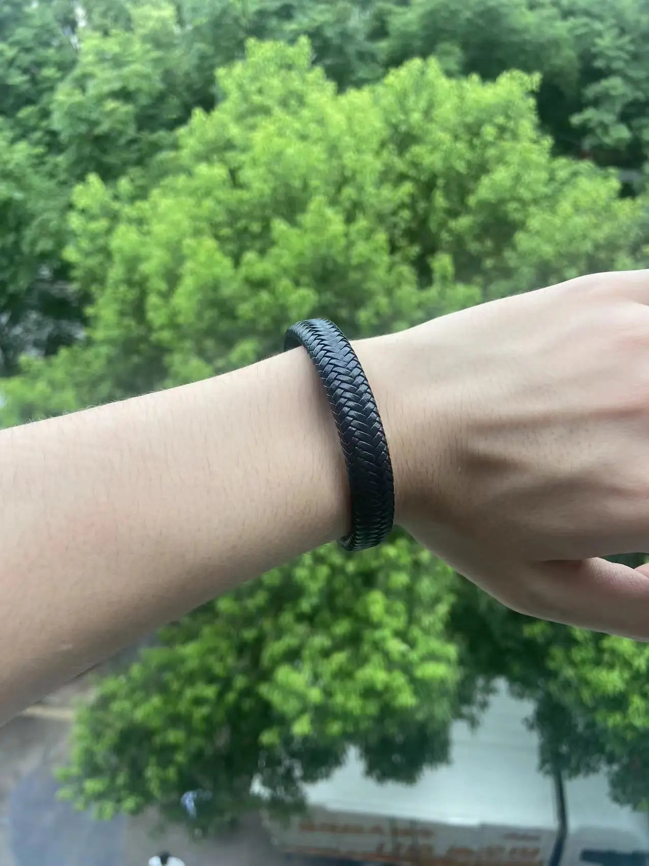 Black PU Leather Magnetic Bracelet for Men Elegant Gift - Smarsty