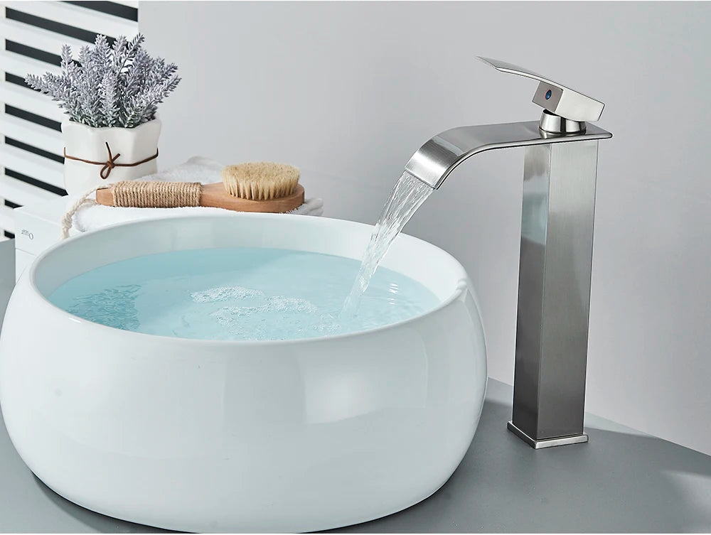 Brushed Gold Waterfall Bathroom Sink Faucet Mixer - Smarsty