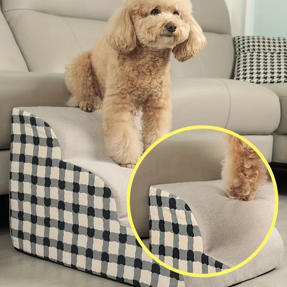 Pet 2/3 Steps High Density Foam Dog Secure Stairs Ramps Non-Slip Pet Steps for Older Dogs Pet with Joint Pain Sofa Bed Ladder - Smarsty