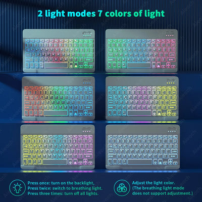 Wireless Tablet Keyboard with Rainbow Backlit for iPad - Smarsty