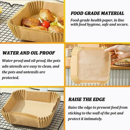 Air Fryer Disposable Baking Paper Mats 50/100PCS Nonstick Absorbent Design - Smarsty
