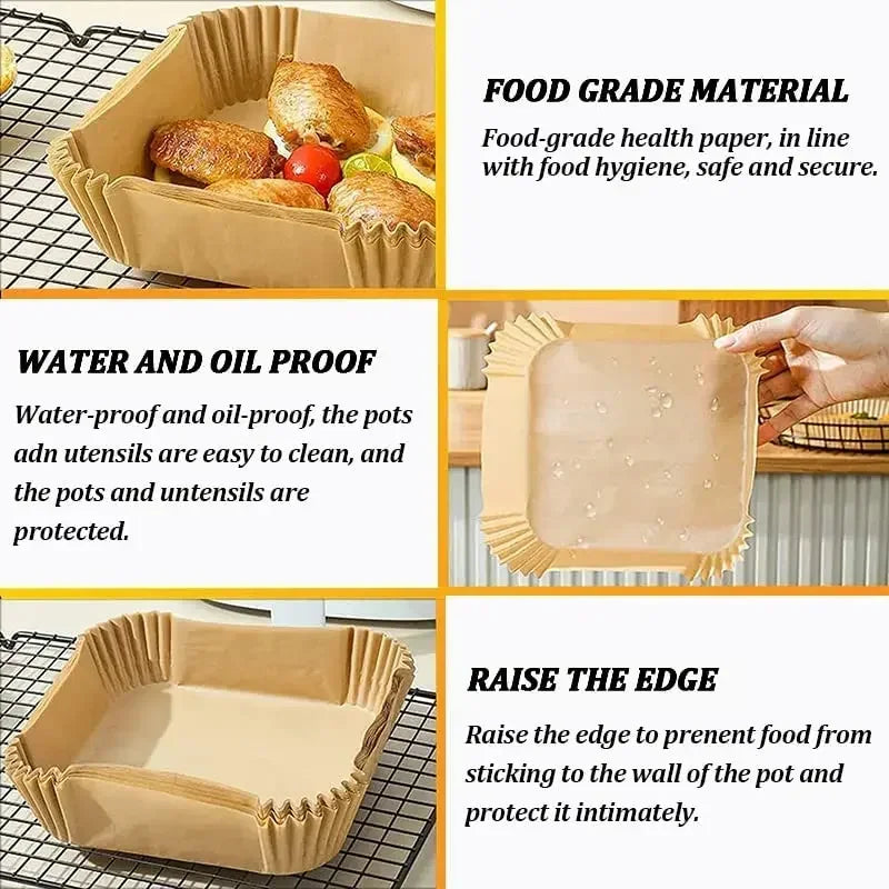 Air Fryer Disposable Baking Paper Mats 50/100PCS Nonstick Absorbent Design - Smarsty