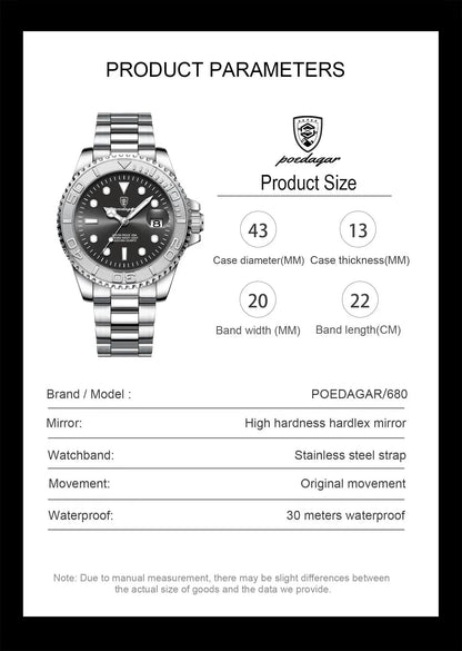 Luxury Waterproof Men's Quartz Watch with Luminous Features - Smarsty