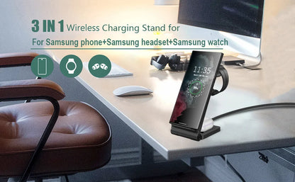 Three In One Wireless Charger Station With Fast Charging - Smarsty