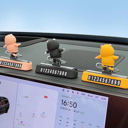 Bear Cartoon Magnetic Parking Number Plate For Car Dashboard - Smarsty