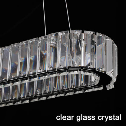 VETRULUS Modern Luxury Crystal Oval Design Led Chandelier Ceiling Lamp Nordic Pendant Hanging Light Fixture Living Bedroom Hotel