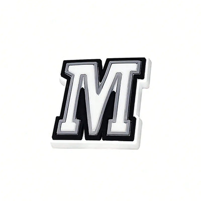 1pc Black White Alphabet Shoe Charm, PVC Shoe Accessory For Crocs, Wristband, Slipper,DIY Accessories Gifts For Holiday Party - Smarsty