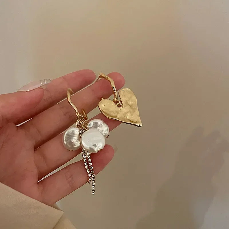 Baroque Heart Tassel Drop Earrings for Fashionable Women - Smarsty