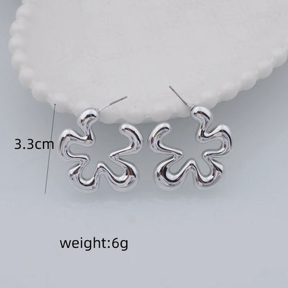 Gold Hollow Flower Drop Earrings for Women Fashion Jewelry - Smarsty