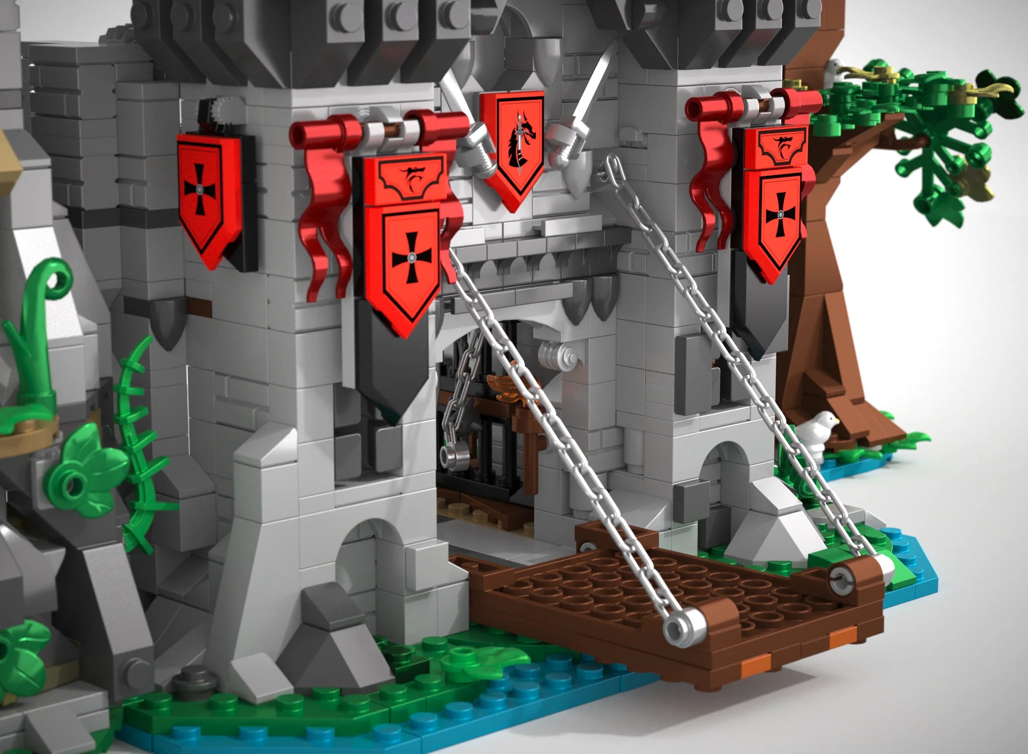 2568PCS Medieval Knight's Fortress Building Blocks Street View MOC Bricks Model Toys Sets Assembly Ornament Ideal Holiday Gifts