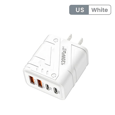 4 Ports USB C PD Charger Quick Charge 3.0 Type C USB Phone Chargers Fast Charging Adapter For iPhone 15 14 Samsung Xiaomi Huawei - Smarsty