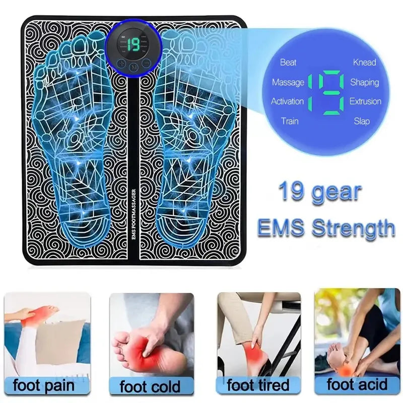 Electric Foot Massager Pad with Remote and 19 Strength Levels - Smarsty