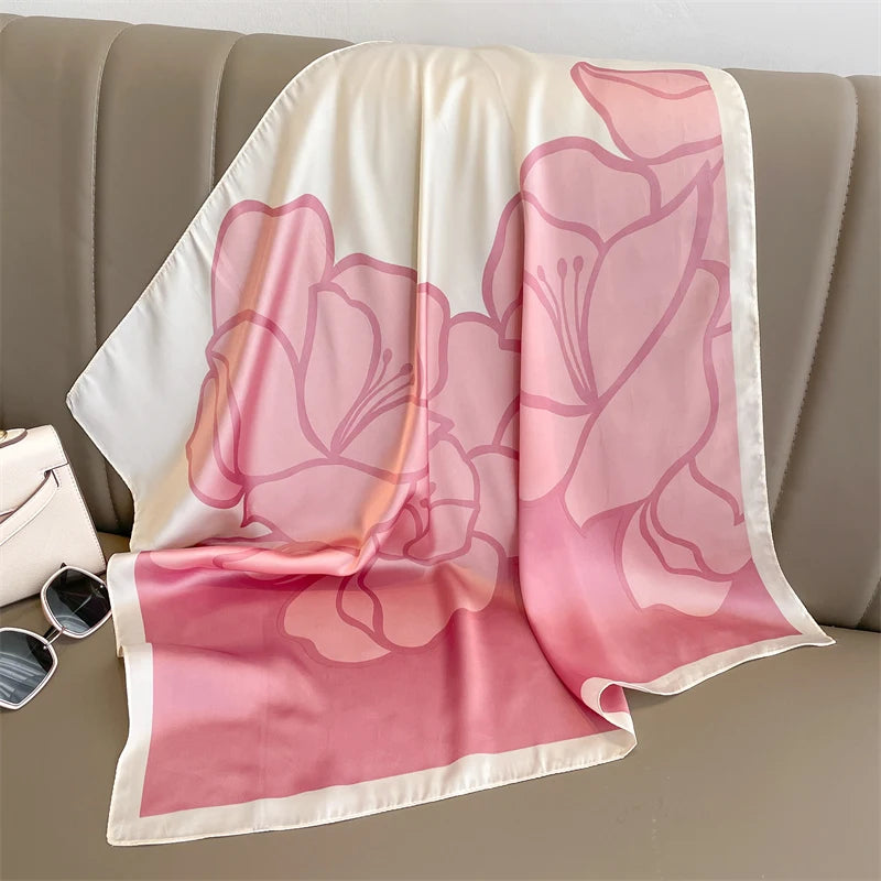 Luxury Silk Satin Headscarf for Women with Plaid Print - Smarsty