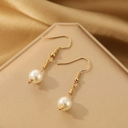 Gold Tone Necklace Earrings Bracelet Set With Tassel Pearls - Smarsty