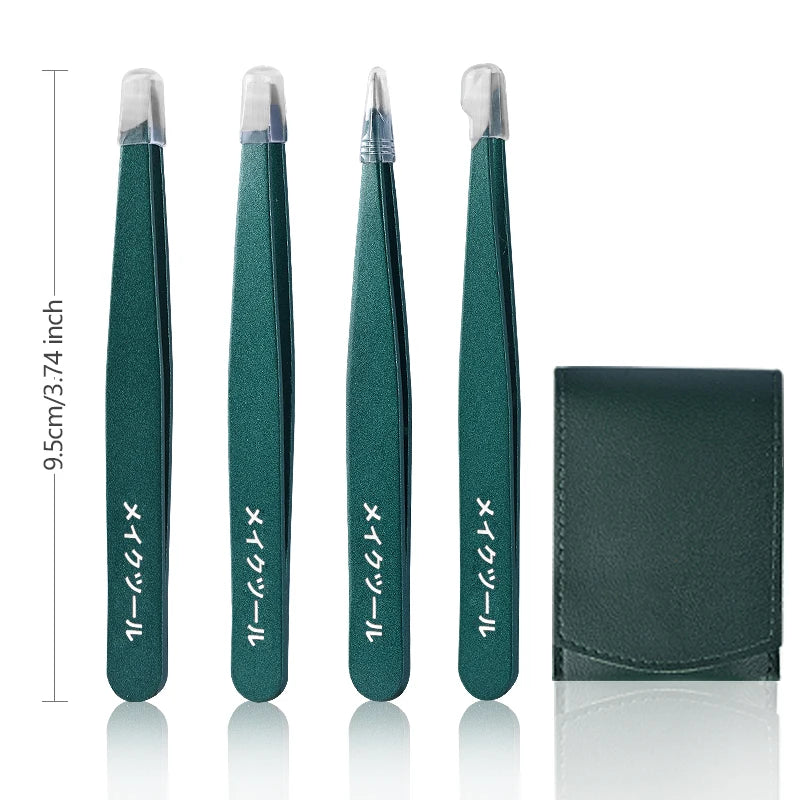 Colorful Stainless Steel Eyebrow Tweezers Set for Precision Hair Removal - Smarsty