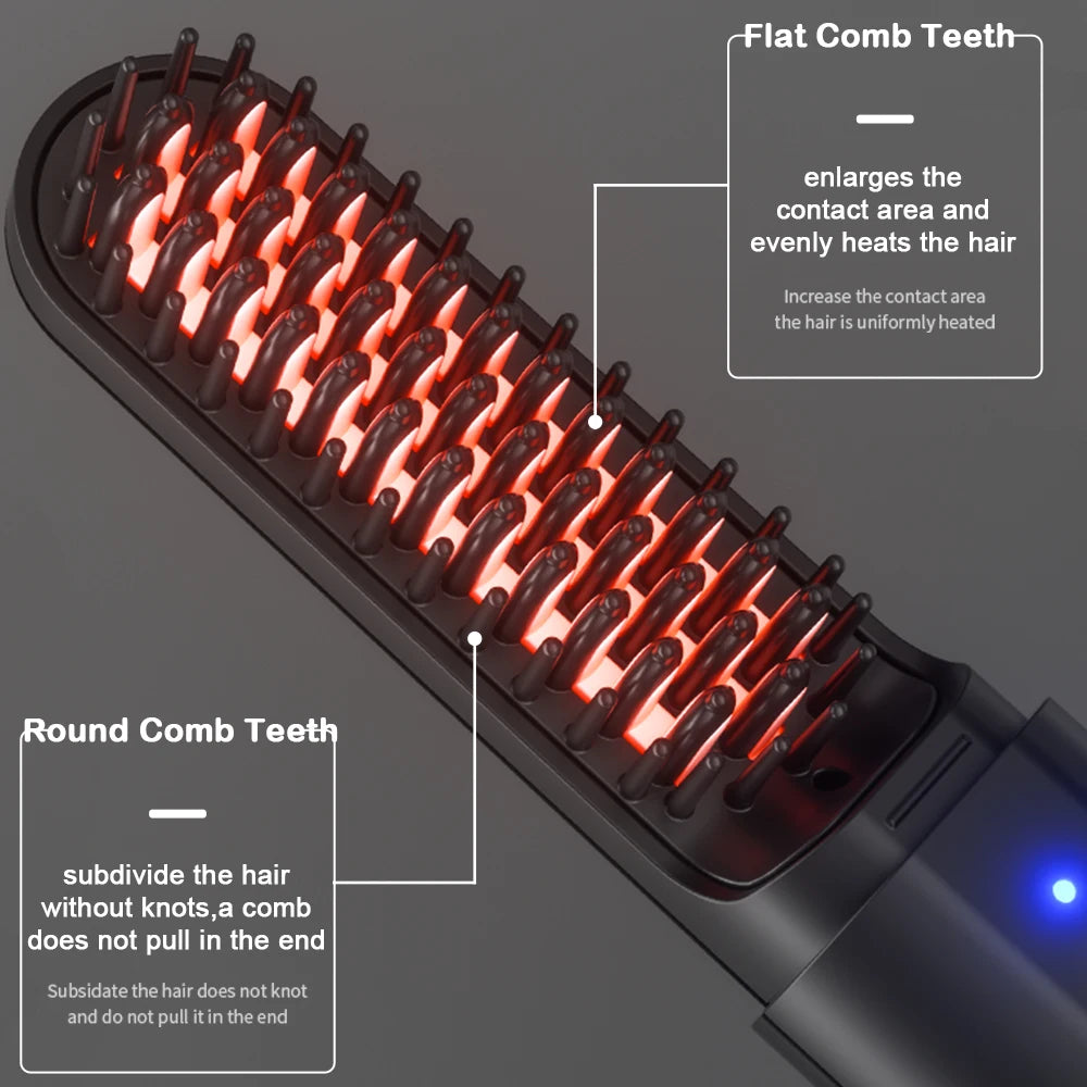Cordless Beard Straightener Brush for Fast Styling - Smarsty