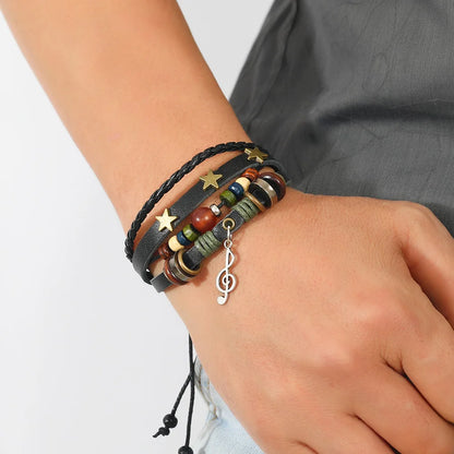 Handmade Leather Wrap Bracelet With Adjustable Beads - Smarsty
