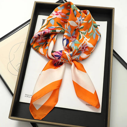 Luxury Silk Skinny Scarf with Cat Print for Women - Smarsty