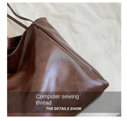 Women PU Leather Tote Bag Large Capacity Shoulder Crossbody - Smarsty
