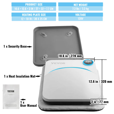 SucceBuy 9x9/12x10 in Portable Heat Press Machine DIY Shirt Printing Multifunctional Sublimation Transfer HTV Vinyl T-shirt Bag - Smarsty
