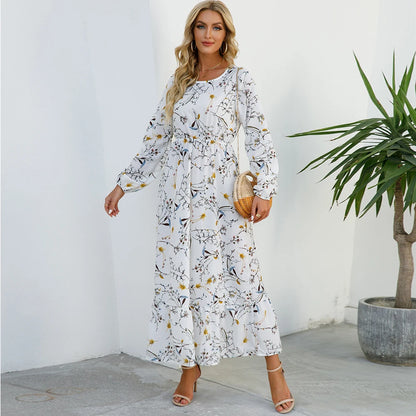 2023 Sping Summer Bohemian Women Maxi Dress Casual Long Sleeve High Waist Beach Woman Chiffon Dresses Floral Vestidoes Mujer New - Smarsty