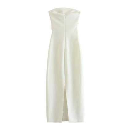 ASDS 2024 off shoulder black white long dress women bodycon beige midi dress woman summer backless sexy party dresses - Smarsty