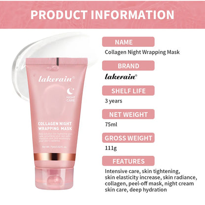 Collagen Wrapping Mask And Brush Set Rejuvenation Moisturize Brightening Korean Face Mask Make Glowy Skin Elasticity Facial Mask - Smarsty
