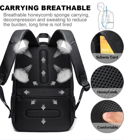 BANGE Travel Waterproof Backpack with USB Charging Port Fit 15.6 Inch Laptop Backpacks for Men and Women, Teenager School Bags - Smarsty