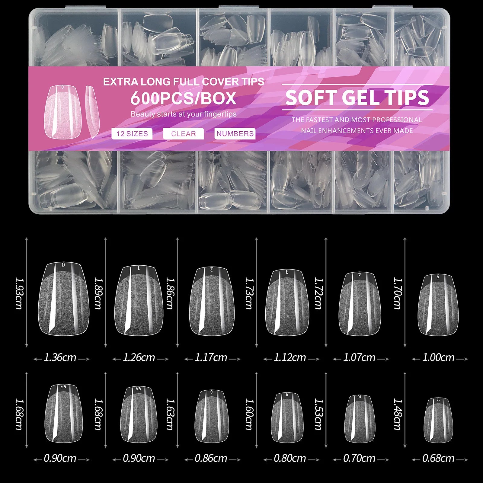 600Pcs Full Cover Press On Nail Tips for Stunning Extensions - Smarsty