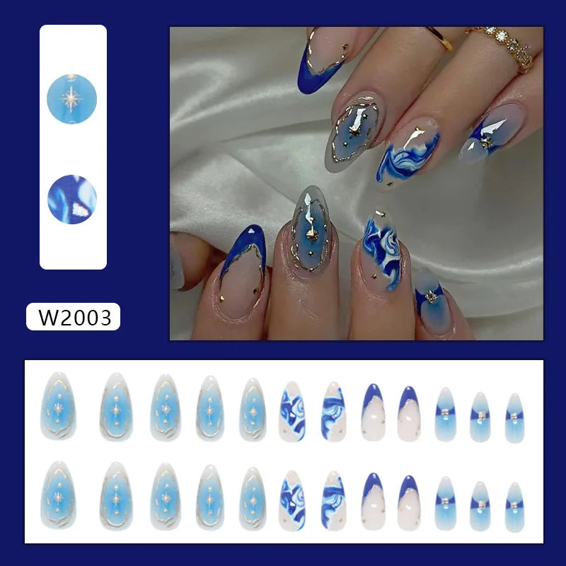 24pcs Flower Design Fake Nail Tips Full Cover - Smarsty