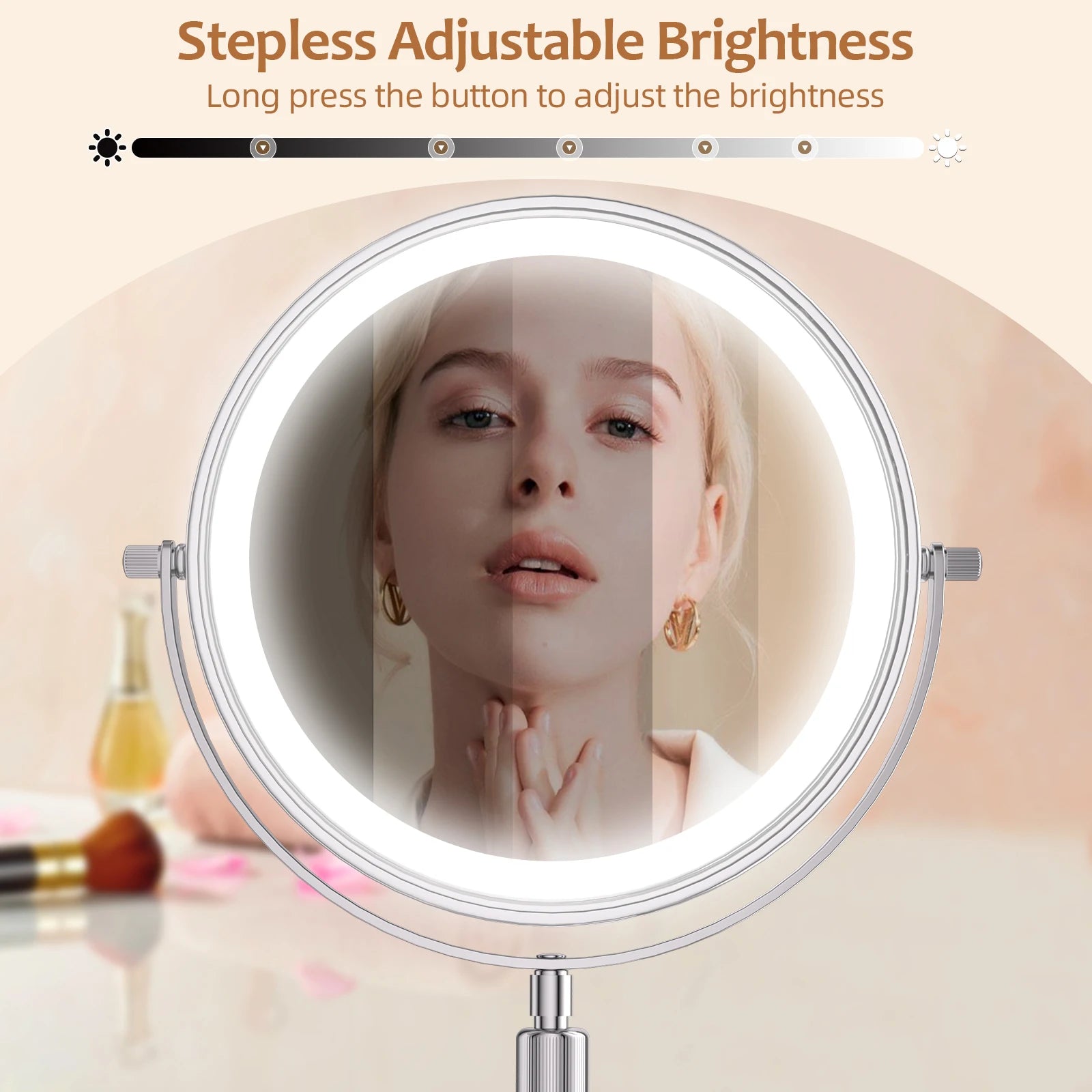 8 Inch Makeup Mirror With Light And 10X Magnification - Smarsty