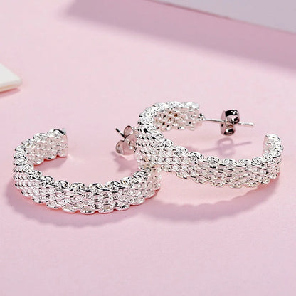 925 Sterling Silver Stud Earrings Lightweight All Match - Smarsty