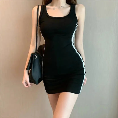 Summer Women Casual Sheath Dress Lady Spaghetti Strap Sleeveless Sexy Stretch Slim Dress Vestidos QT030 - Smarsty
