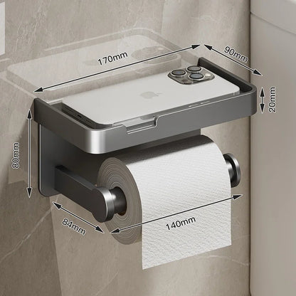 Black Gold Wall Mount Toilet Paper Holder with Shelf - Smarsty