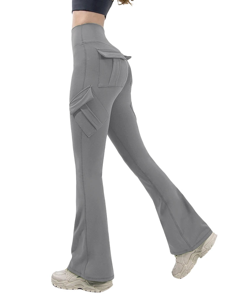Newest Women Wide Leg High Stretch Yoga Leggings Naked Feeling Compression Fitness Workwear with pockets Yoga Pant ﻿ - Smarsty
