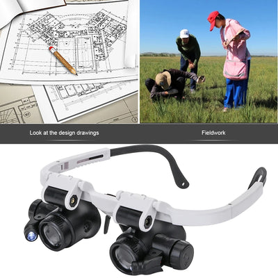 Telescopic Jeweler Magnifier 8X/15X/23X Loupes 2 LED Light Lens Magnifying Glasses for precision work Eyewear Reading Watchmaker