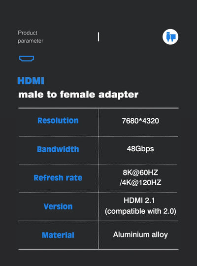 UGOURD HDMI 2.1 Cable Adapter for 8K 60Hz Support - Smarsty