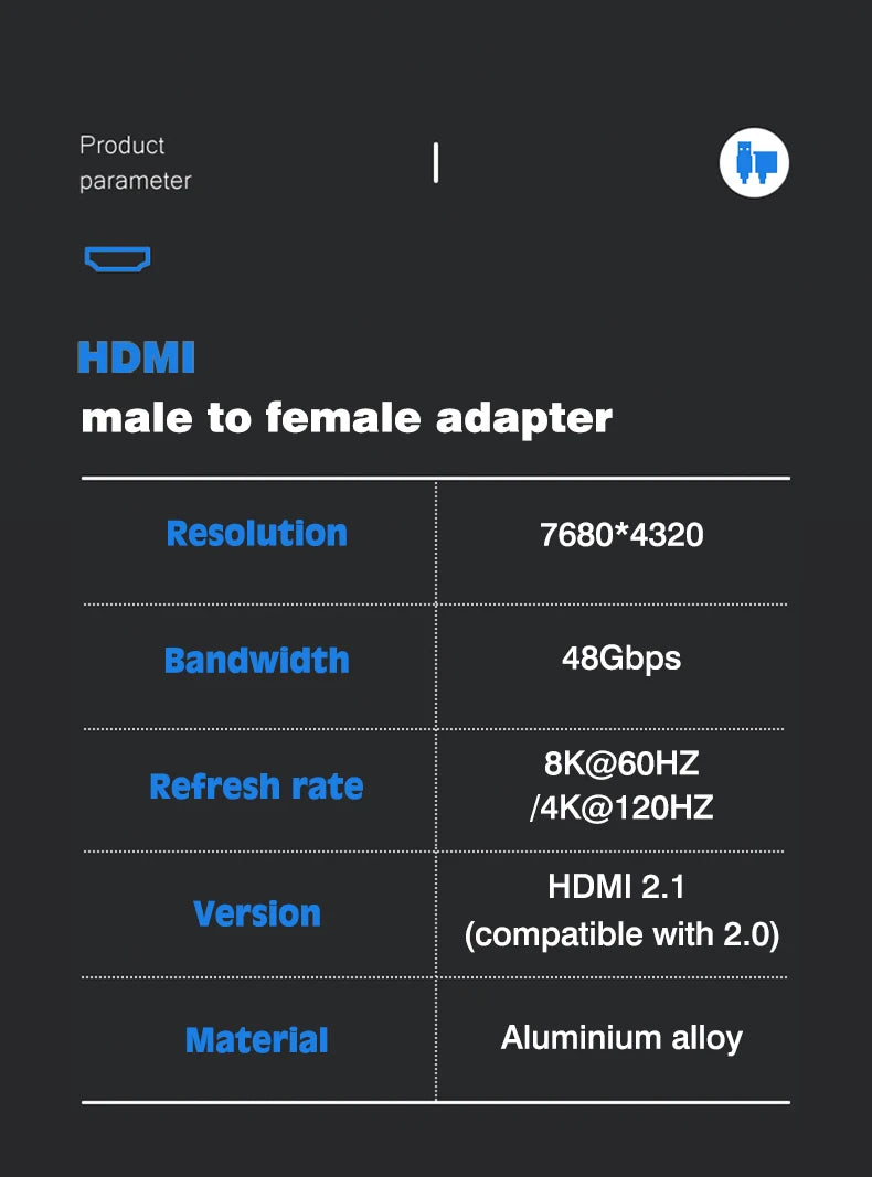 UGOURD HDMI 2.1 Cable Adapter for 8K 60Hz Support - Smarsty