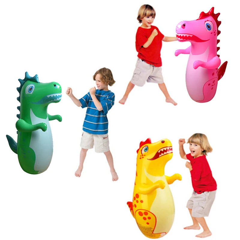 Children Adult Tumbler Boxing Inflatable Standing Punching Bag Boys Dinosaur Sport Toys Kids Activity Outdoors Game Gift - Smarsty