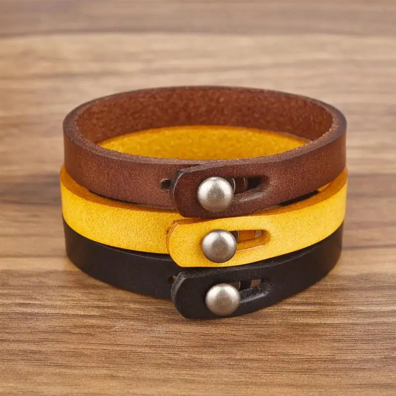 Vintage Genuine Leather Wrap Bracelet Durable Punk Wristband - Smarsty