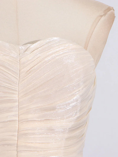 TWOTWINSTYLE Solid Spliced Fungus Slimming Dresses for Women Strapless Sleeveless Patchwork Folds Midi Dress Female Clothing New - Smarsty