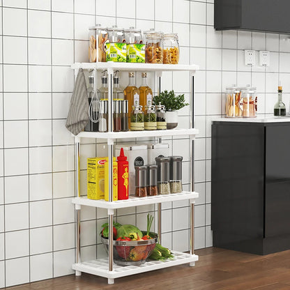 Four-Layer Multifunctional Storage Rack for Bathroom, Living Room, Kitchen, and Bedroom; Plastic Floor-Standing Storage Rack for Bathroom Organization by Smarsty