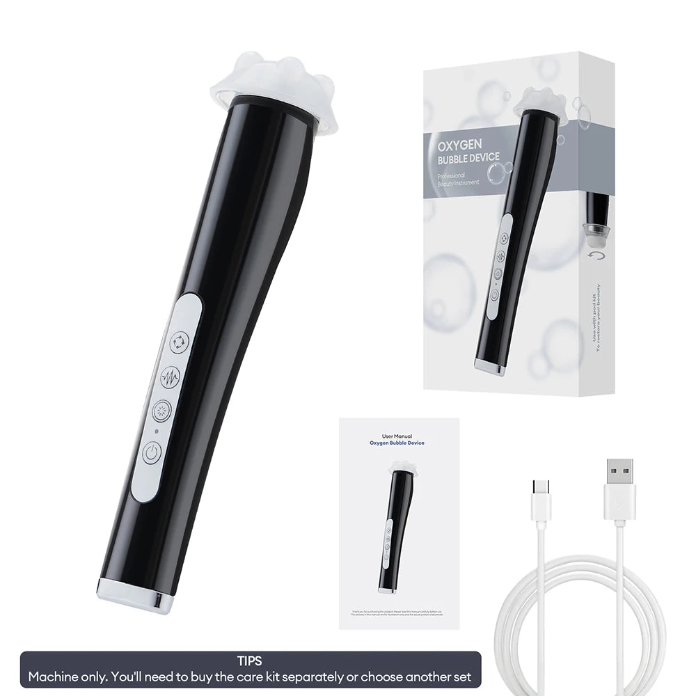 CO2 Oxygen Bubble Pen 5 Gear Vibration Oxygen Bubble Beauty Tool Deep Cleansing Pores Exfoliate LED Photon Skin Care Machine