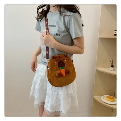 Capybara Plush Cartoon Shoulder Bag Large Capacity Unisex - Smarsty