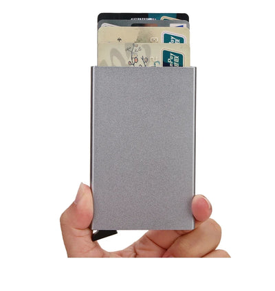 Rfid Credit Card Holder Metal Thin Slim Smart Wallet Men Women Wallets Pop Up Minimalist Small Black Purse Mini Walets for Men - Smarsty